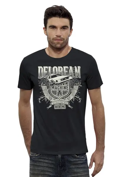 Заказать мужскую футболку в Москве. Футболка базовая DeLorean от printik - готовые дизайны и нанесение принтов.