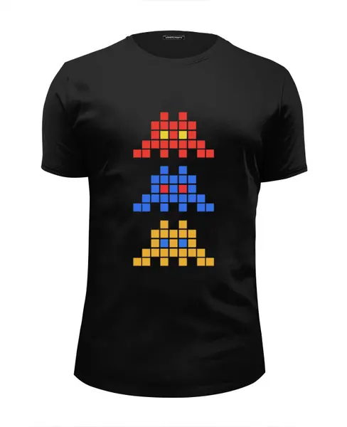 Заказать мужскую футболку в Москве. Футболка базовая Space invaders                   от dyzel1 - готовые дизайны и нанесение принтов.
