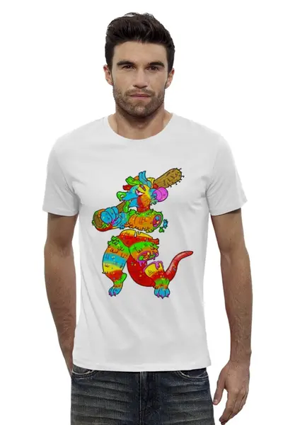 Заказать мужскую футболку в Москве. Футболка базовая dinosaur art от DenTen - готовые дизайны и нанесение принтов.