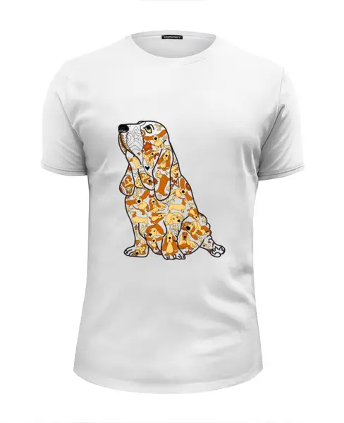 Заказать мужскую футболку в Москве. Футболка базовая смешная собака бассет от Игма - готовые дизайны и нанесение принтов.