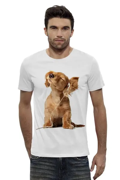 Заказать мужскую футболку в Москве. Футболка базовая Собака от Violet - готовые дизайны и нанесение принтов.