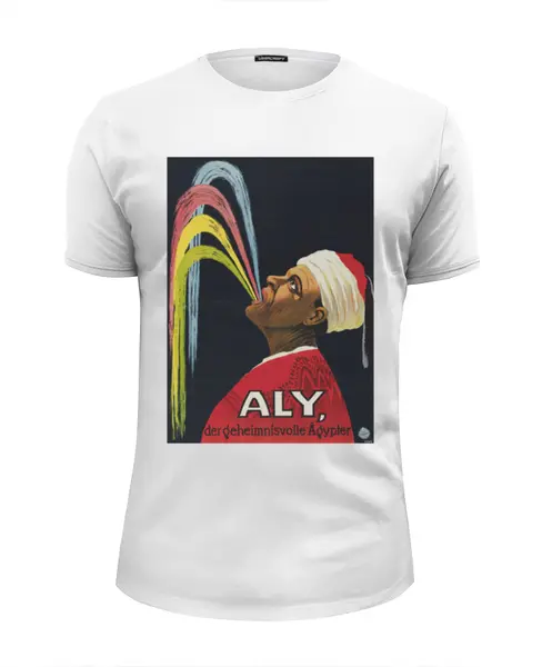 Заказать мужскую футболку в Москве. Футболка базовая Афиша представления Хаджи Али, 1913 г. от posterman - готовые дизайны и нанесение принтов.