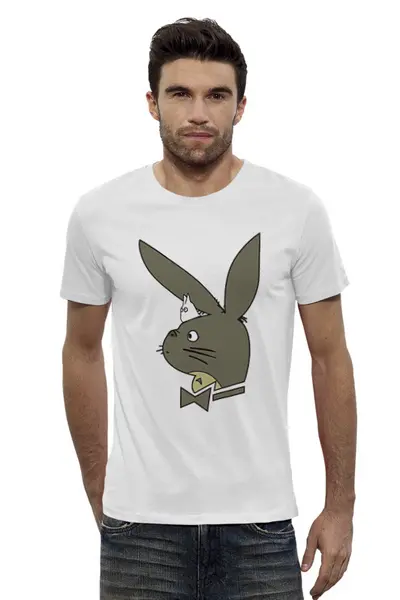 Заказать мужскую футболку в Москве. Футболка базовая Playboy Totoro от skynatural - готовые дизайны и нанесение принтов.