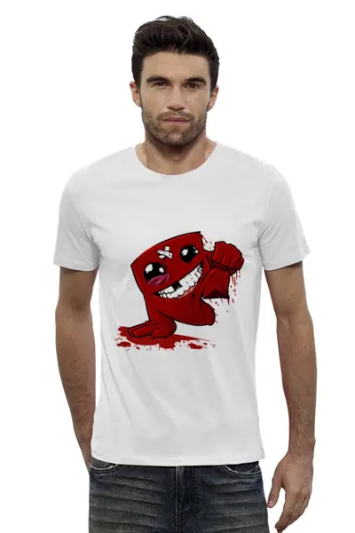 Заказать мужскую футболку в Москве. Футболка базовая Super Meat Boy от YellowCloverShop - готовые дизайны и нанесение принтов.