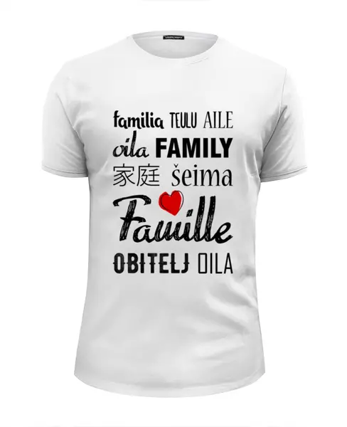 Заказать мужскую футболку в Москве. Футболка базовая Familia oila от Vita Lobas - готовые дизайны и нанесение принтов.