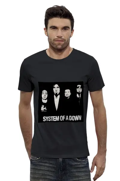Заказать мужскую футболку в Москве. Футболка базовая System of a down от sisandmasis - готовые дизайны и нанесение принтов.