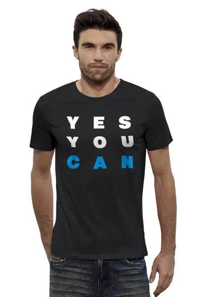 Заказать мужскую футболку в Москве. Футболка базовая YES YOU CAN от Startech.vc  - готовые дизайны и нанесение принтов.