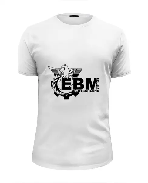Заказать мужскую футболку в Москве. Футболка базовая EBM Deutschland Лого от Black Pimpf - готовые дизайны и нанесение принтов.