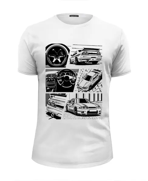 Заказать мужскую футболку в Москве. Футболка базовая Nissan R33 от Oleg Markaryan - готовые дизайны и нанесение принтов.