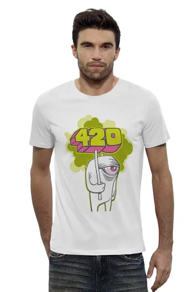 Заказать мужскую футболку в Москве. Футболка базовая 420 от Weed Stuff`a - готовые дизайны и нанесение принтов.