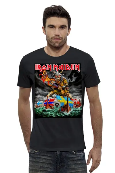 Заказать мужскую футболку в Москве. Футболка базовая Iron Maiden Band от Leichenwagen - готовые дизайны и нанесение принтов.