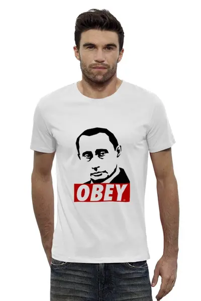 Заказать мужскую футболку в Москве. Футболка базовая Путин Obey от printik - готовые дизайны и нанесение принтов.
