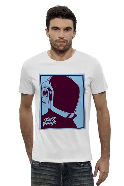 Заказать мужскую футболку в Москве. Футболка базовая Daft punk                от dyzel1 - готовые дизайны и нанесение принтов.