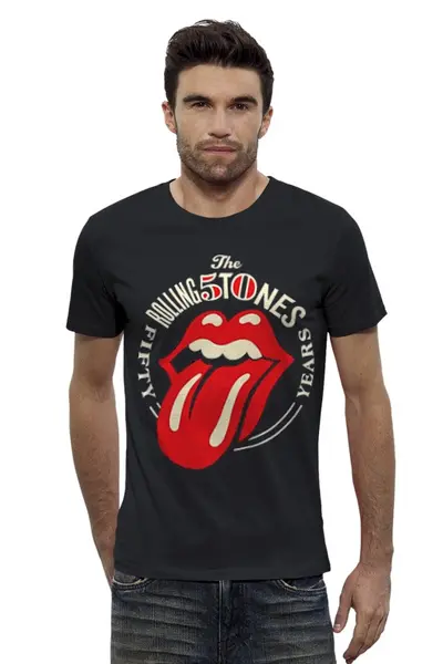 Заказать мужскую футболку в Москве. Футболка базовая The Rolling Stones от ROK - готовые дизайны и нанесение принтов.