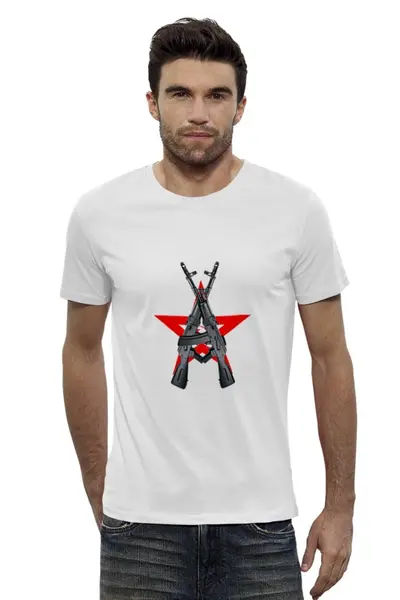 Заказать мужскую футболку в Москве. Футболка базовая RedStar AK от karbafoss - готовые дизайны и нанесение принтов.