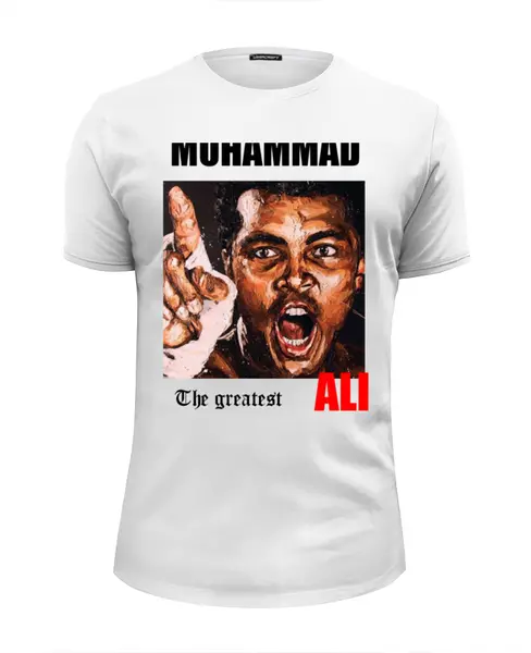 Заказать мужскую футболку в Москве. Футболка базовая MUHHAMAD ALI The Greatest от nuc7ear - готовые дизайны и нанесение принтов.