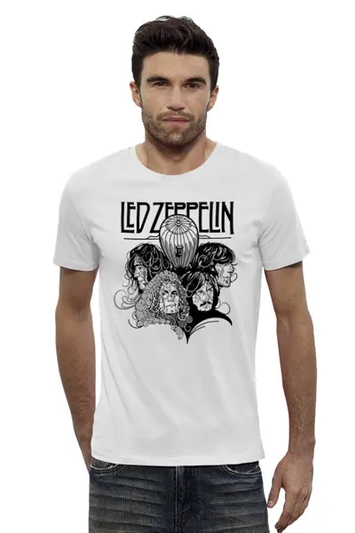 Заказать мужскую футболку в Москве. Футболка базовая Led Zeppelin от geekbox - готовые дизайны и нанесение принтов.