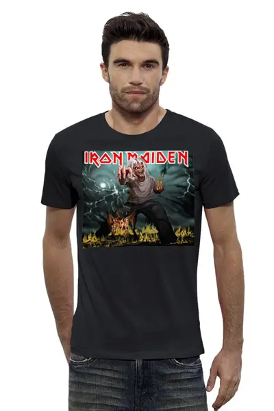 Заказать мужскую футболку в Москве. Футболка базовая Iron Maiden Band от Leichenwagen - готовые дизайны и нанесение принтов.