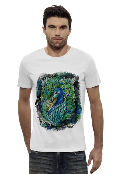 Заказать мужскую футболку в Москве. Футболка базовая Peacock от ArtBYtik - готовые дизайны и нанесение принтов.