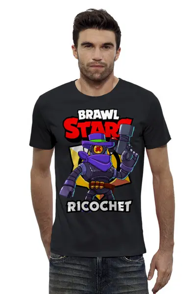 Заказать мужскую футболку в Москве. Футболка базовая BRAWL STARS RICOCHET от geekbox - готовые дизайны и нанесение принтов.