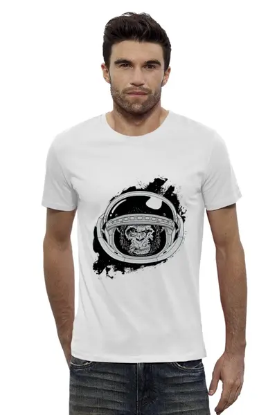 Заказать мужскую футболку в Москве. Футболка базовая Space Monkey (Космическая обезьяна) от goljakovai@mail.ru - готовые дизайны и нанесение принтов.