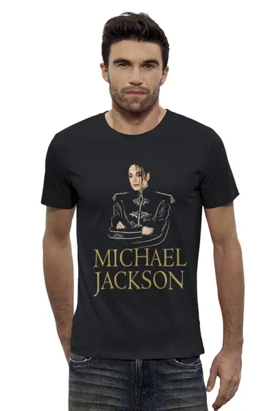Заказать мужскую футболку в Москве. Футболка базовая Michael Jackson от carolina - готовые дизайны и нанесение принтов.