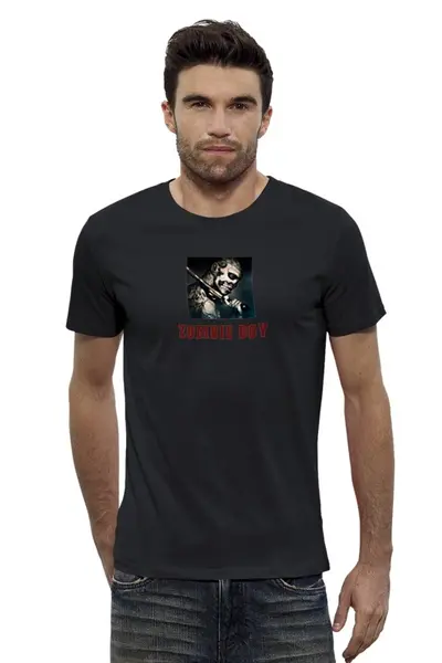 Заказать мужскую футболку в Москве. Футболка базовая Zombie boy от chamartin - готовые дизайны и нанесение принтов.