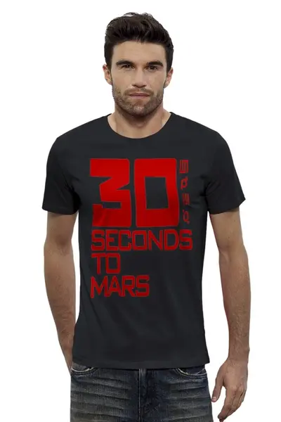 Заказать мужскую футболку в Москве. Футболка базовая 30 Seconds to Mars от Виктор Аксёнов - готовые дизайны и нанесение принтов.