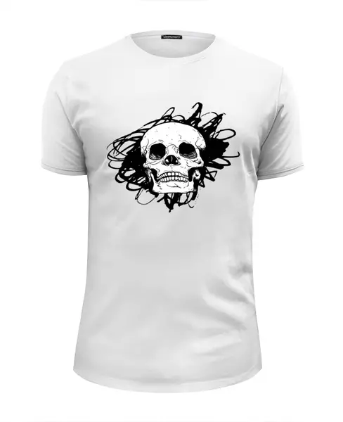 Заказать мужскую футболку в Москве. Футболка базовая skull от енотик - готовые дизайны и нанесение принтов.