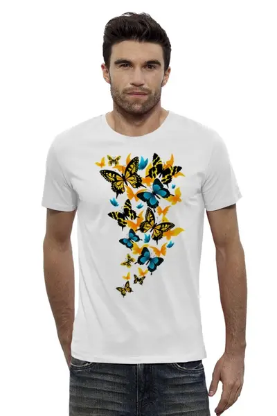 Заказать мужскую футболку в Москве. Футболка базовая Бабочки летают бабочки... от Виктор Гришин - готовые дизайны и нанесение принтов.