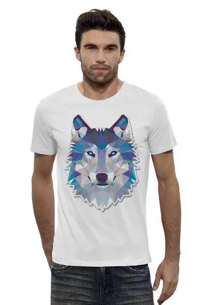Заказать мужскую футболку в Москве. Футболка базовая Геометрический волк от MariYang  - готовые дизайны и нанесение принтов.