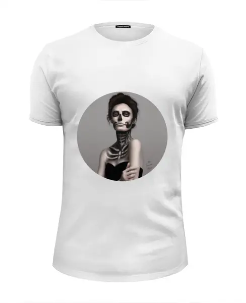 Заказать мужскую футболку в Москве. Футболка базовая Девушка скелет от elia21 - готовые дизайны и нанесение принтов.