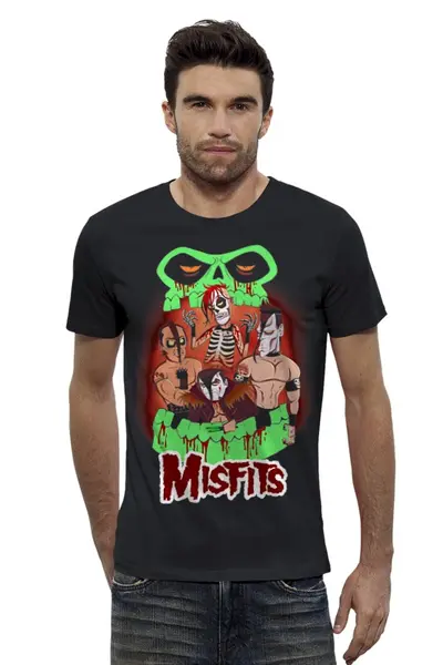 Заказать мужскую футболку в Москве. Футболка базовая Misfits band от Leichenwagen - готовые дизайны и нанесение принтов.