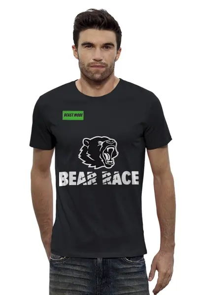 Заказать мужскую футболку в Москве. Футболка базовая Bear Race BEAST MODE от Bear Race - готовые дизайны и нанесение принтов.