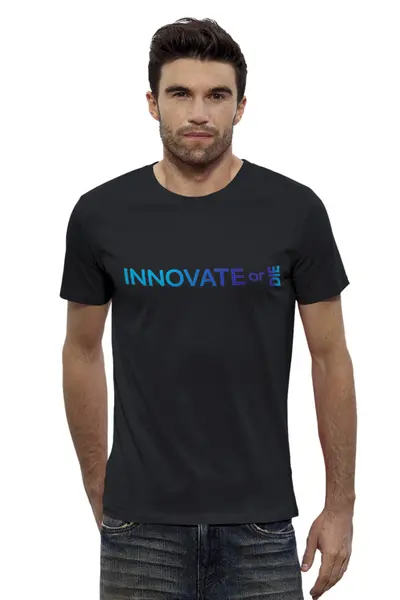 Заказать мужскую футболку в Москве. Футболка базовая Innovate or die от Startech.vc  - готовые дизайны и нанесение принтов.