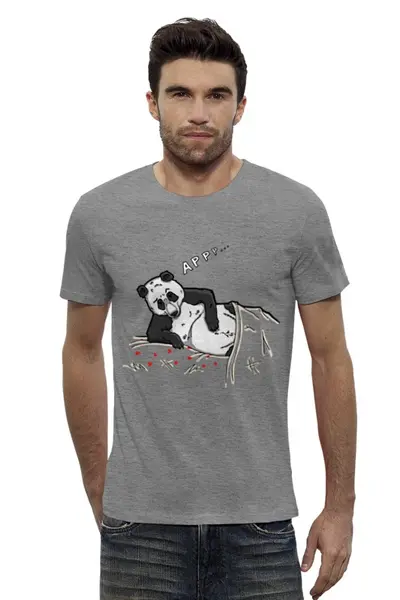 Заказать мужскую футболку в Москве. Футболка базовая панда от krolya_spb@mail.ru - готовые дизайны и нанесение принтов.