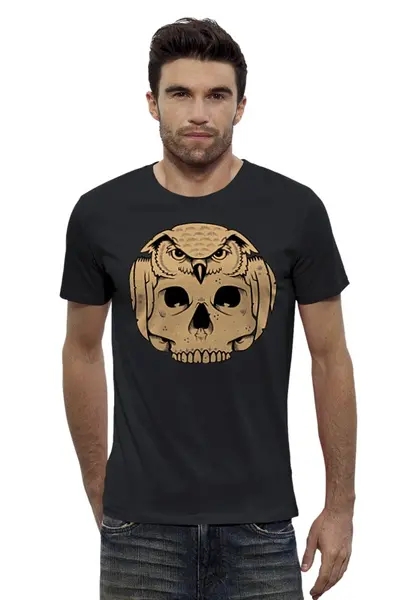 Заказать мужскую футболку в Москве. Футболка базовая OWL Scull / сова с черепом от crash - готовые дизайны и нанесение принтов.