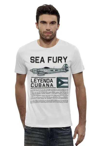 Заказать мужскую футболку в Москве. Футболка базовая Sea Fury от Рустам Юсупов - готовые дизайны и нанесение принтов.
