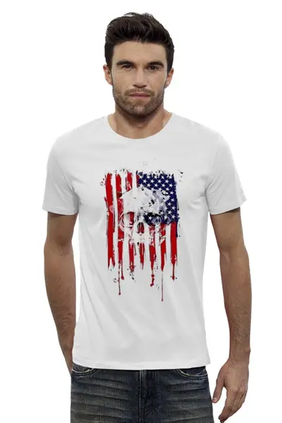 Заказать мужскую футболку в Москве. Футболка базовая Американский череп от ksusalvation - готовые дизайны и нанесение принтов.
