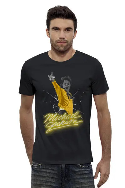 Заказать мужскую футболку в Москве. Футболка базовая Майкл Джексон от balden - готовые дизайны и нанесение принтов.
