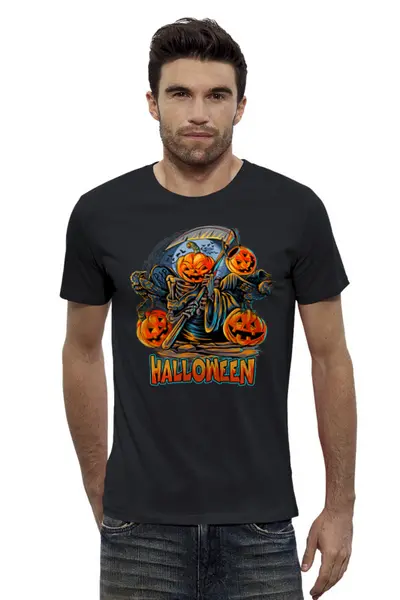 Заказать мужскую футболку в Москве. Футболка базовая Хэллоуин от printik - готовые дизайны и нанесение принтов.