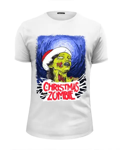 Заказать мужскую футболку в Москве. Футболка базовая Christmas Zombie от agavascream - готовые дизайны и нанесение принтов.