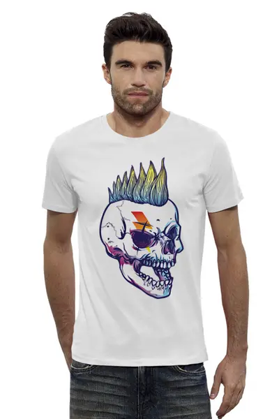 Заказать мужскую футболку в Москве. Футболка базовая Rock Skull от Jimmy Flash - готовые дизайны и нанесение принтов.