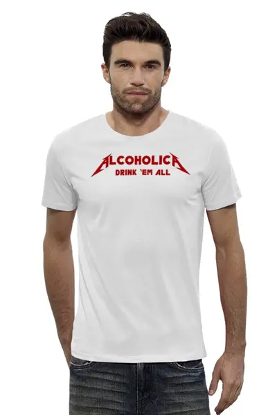 Заказать мужскую футболку в Москве. Футболка базовая Alcoholica от Leichenwagen - готовые дизайны и нанесение принтов.