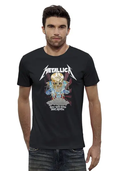 Заказать мужскую футболку в Москве. Футболка базовая Metallica от Leichenwagen - готовые дизайны и нанесение принтов.
