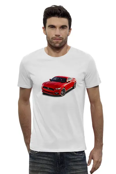 Заказать мужскую футболку в Москве. Футболка базовая Красное авто от THE_NISE  - готовые дизайны и нанесение принтов.