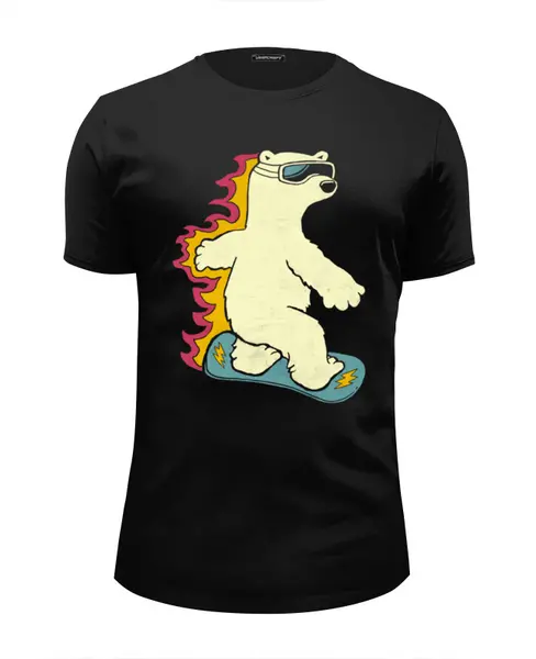 Заказать мужскую футболку в Москве. Футболка базовая Медведь на сноуборде от printik - готовые дизайны и нанесение принтов.