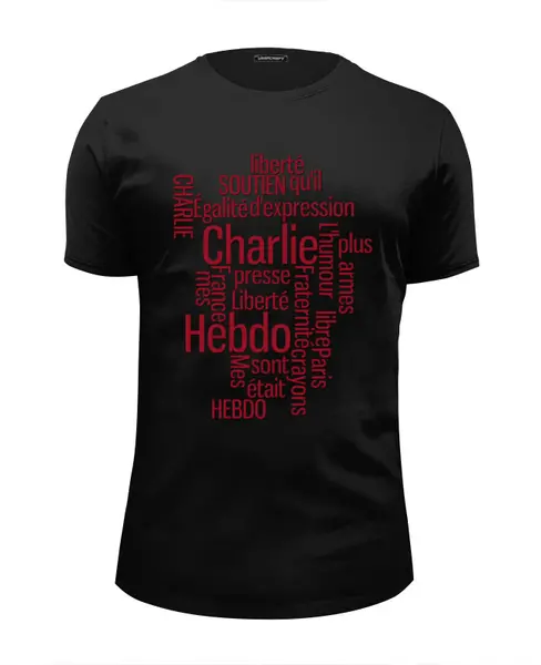 Заказать мужскую футболку в Москве. Футболка базовая Charlie Hebdo от Pinky-Winky - готовые дизайны и нанесение принтов.
