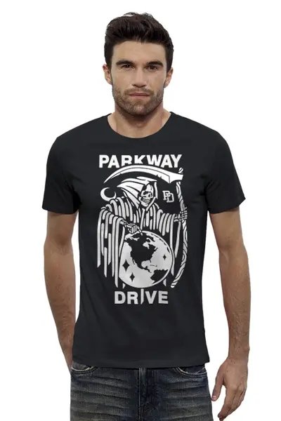 Заказать мужскую футболку в Москве. Футболка базовая Parkway Drive от geekbox - готовые дизайны и нанесение принтов.