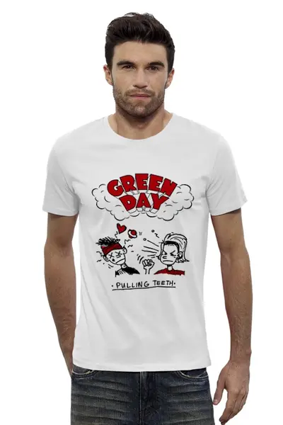 Заказать мужскую футболку в Москве. Футболка базовая Green Day от geekbox - готовые дизайны и нанесение принтов.